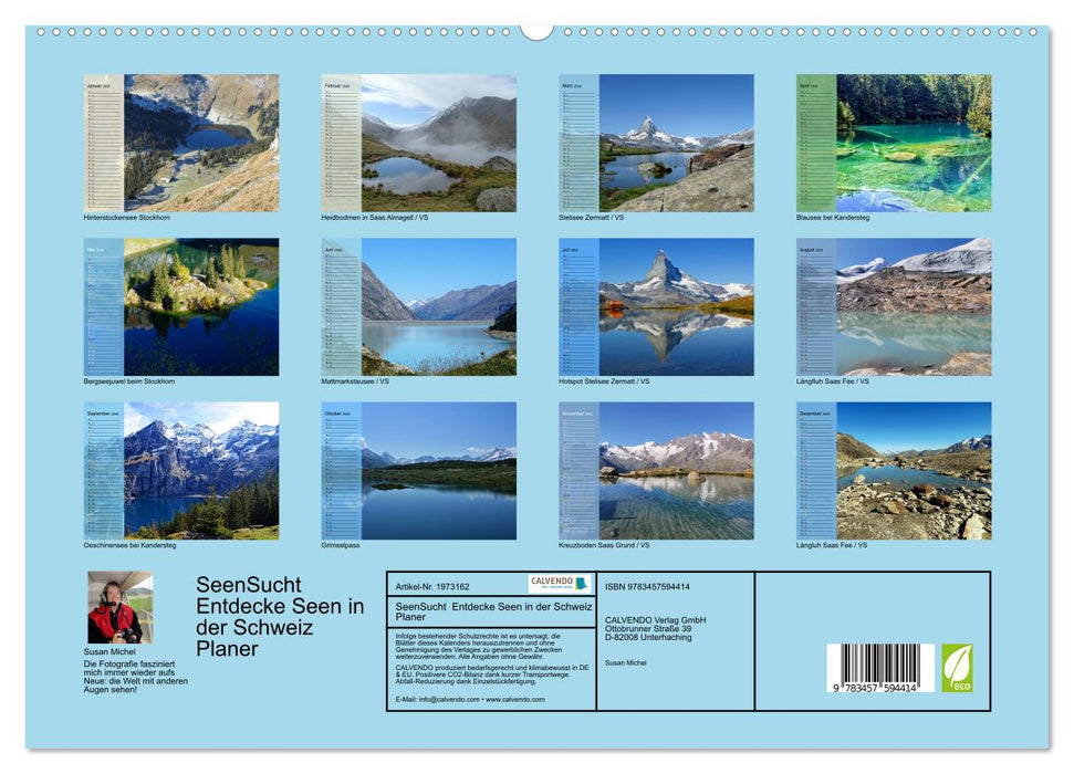 SeenSucht Entdecke Seen in der Schweiz Planer (CALVENDO Premium Wandkalender 2026)