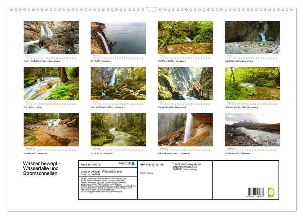 Wasser bewegt - Wasserfälle und Stromschnellen (CALVENDO Wandkalender 2026)