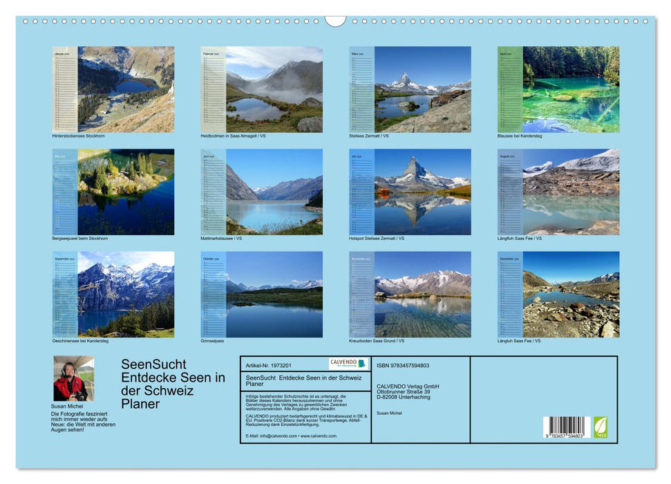 SeenSucht Entdecke Seen in der Schweiz Planer (CALVENDO Wandkalender 2026)