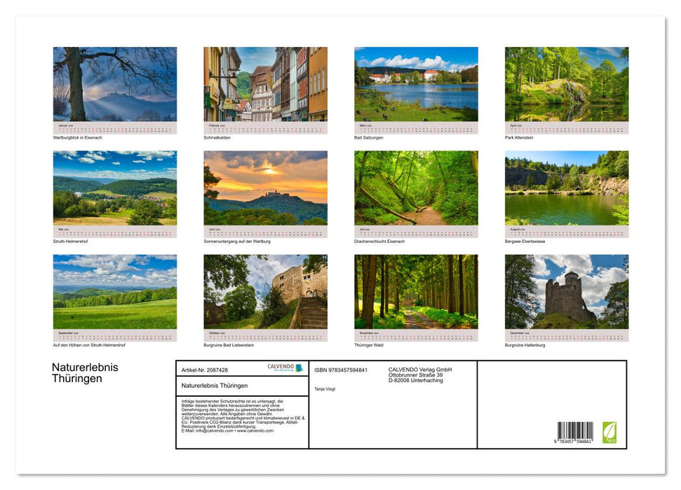 Naturerlebnis Thüringen (CALVENDO Wandkalender 2026)