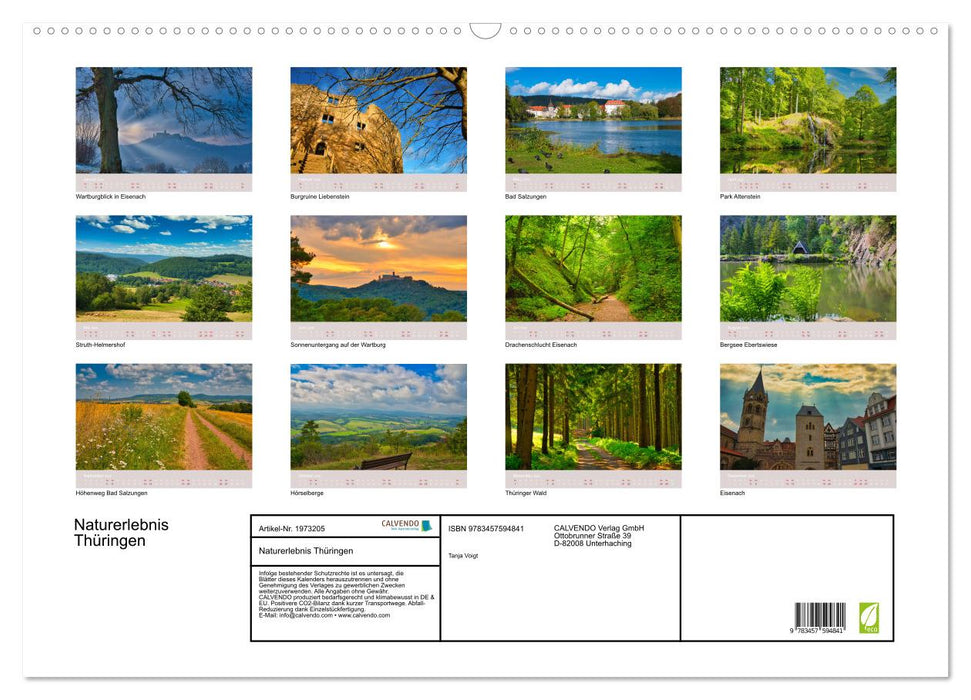 Naturerlebnis Thüringen (CALVENDO Wandkalender 2026)