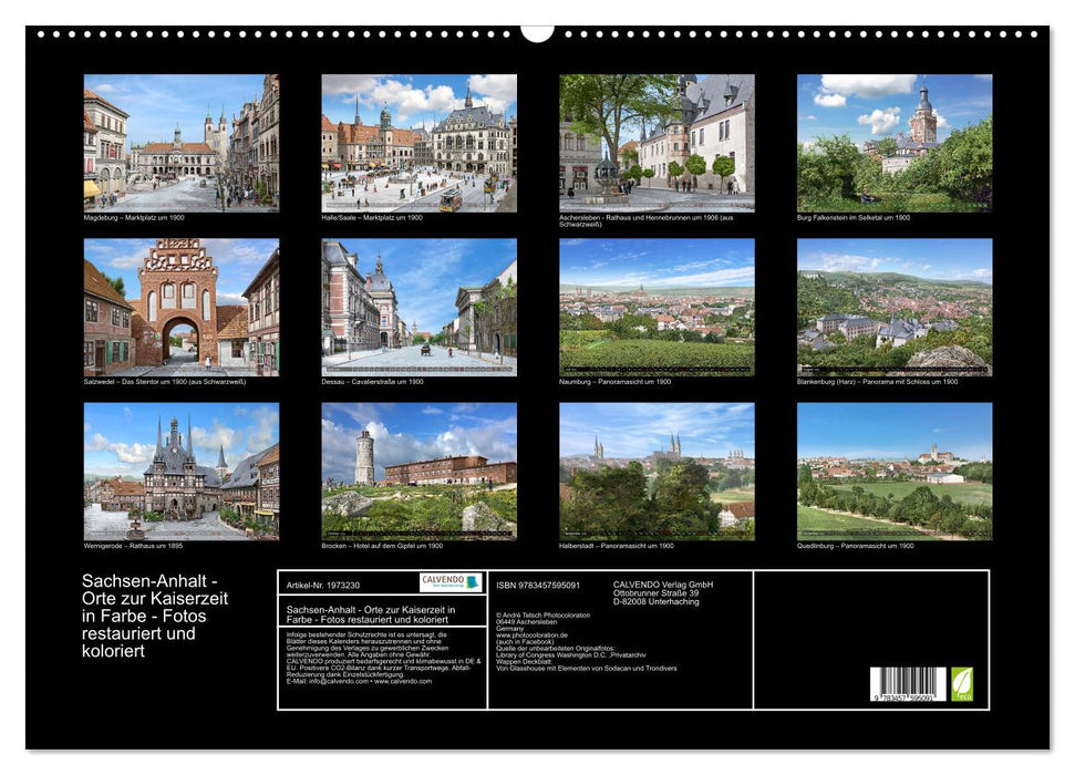 Sachsen-Anhalt - Orte zur Kaiserzeit in Farbe - Fotos restauriert und koloriert (CALVENDO Wandkalender 2026)