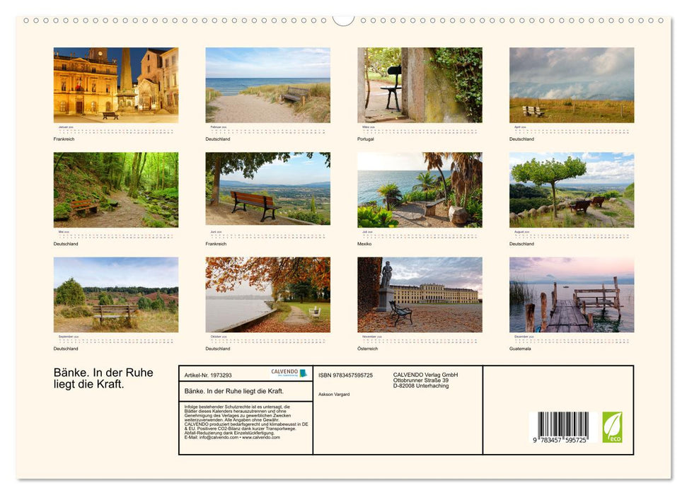 Bänke. In der Ruhe liegt die Kraft. (CALVENDO Wandkalender 2026)