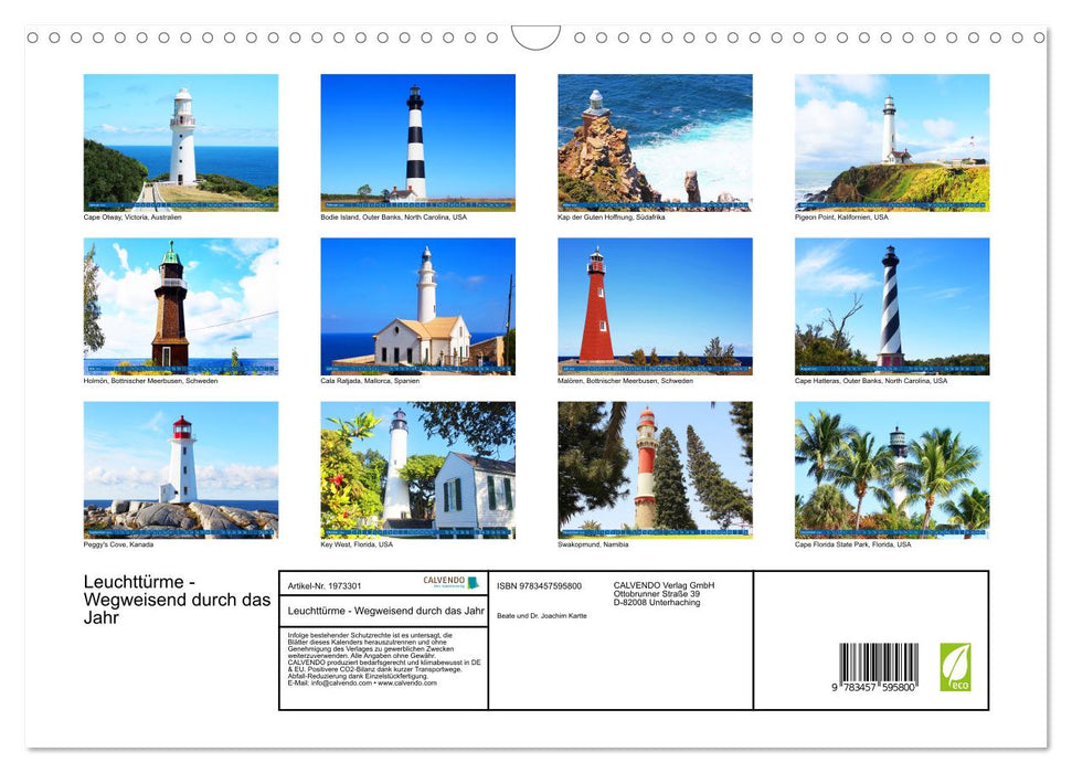 Leuchttürme - Wegweisend durch das Jahr (CALVENDO Wandkalender 2026)