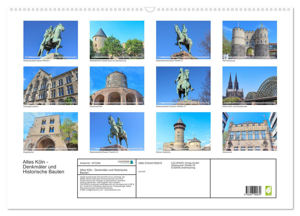 Altes Köln - Denkmäler und Historische Bauten (CALVENDO Wandkalender 2026)