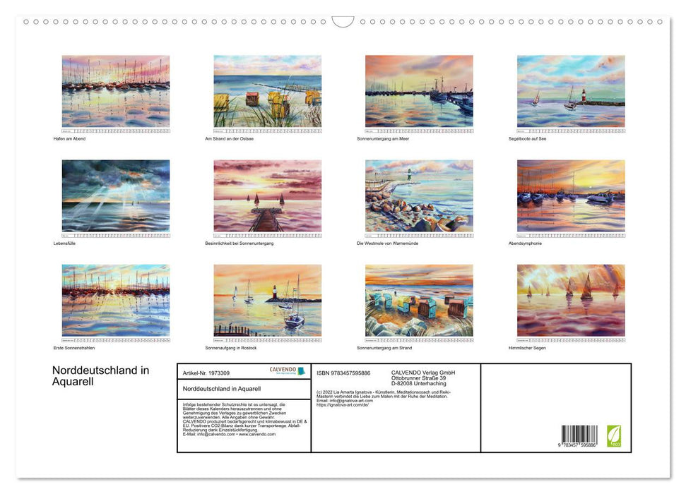 Norddeutschland in Aquarell (CALVENDO Wandkalender 2026)
