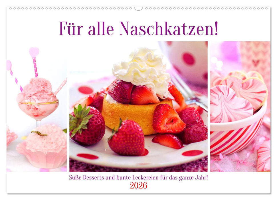 Für alle Naschkatzen! Süße Desserts und bunte Leckereien für das ganze Jahr! (CALVENDO Wandkalender 2026)