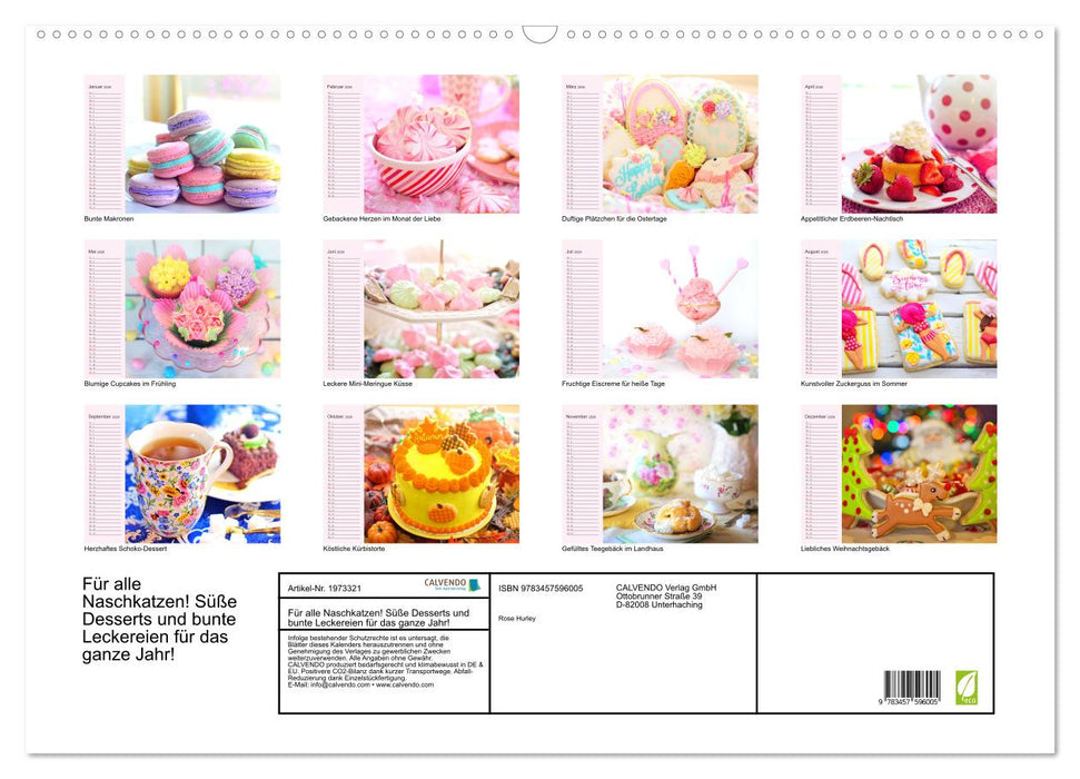 Für alle Naschkatzen! Süße Desserts und bunte Leckereien für das ganze Jahr! (CALVENDO Wandkalender 2026)