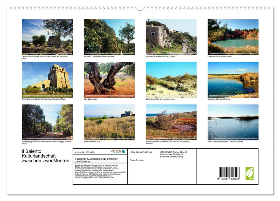 il Salento Kulturlandschaft zwischen zwei Meeren (CALVENDO Premium Wandkalender 2026)