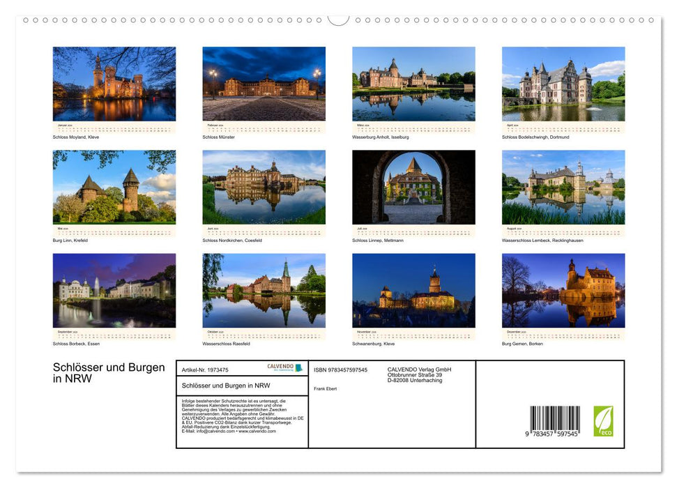 Schlösser und Burgen in NRW (CALVENDO Wandkalender 2026)
