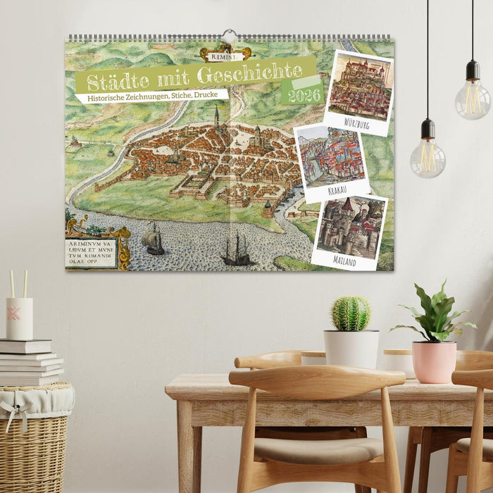 Städte mit Geschichte: Historische Zeichnungen, Stiche, Drucke (CALVENDO Wandkalender 2026)