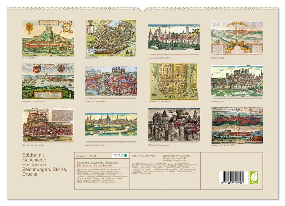 Städte mit Geschichte: Historische Zeichnungen, Stiche, Drucke (CALVENDO Wandkalender 2026)