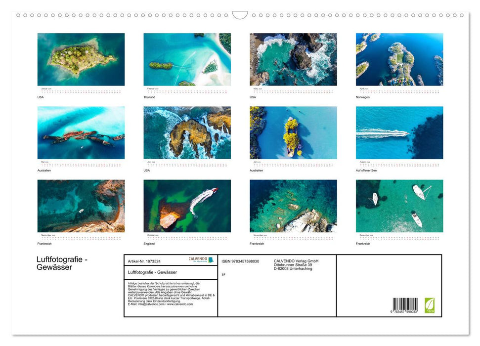 Luftfotografie - Gewässer (CALVENDO Wandkalender 2026)