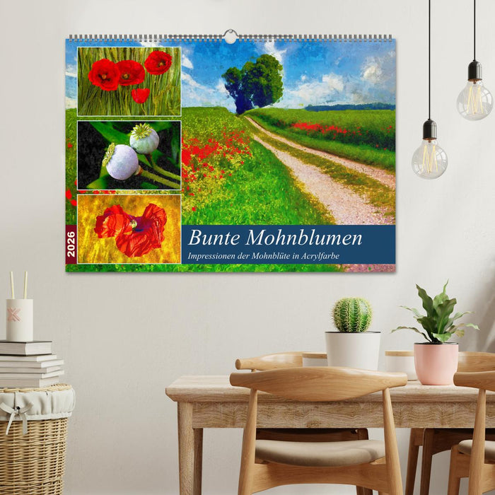 Bunte Mohnblumen - Impressionen der Mohnblüte in Acrylfarbe (CALVENDO Wandkalender 2026)