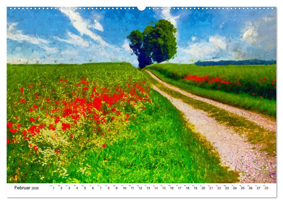 Bunte Mohnblumen - Impressionen der Mohnblüte in Acrylfarbe (CALVENDO Wandkalender 2026)