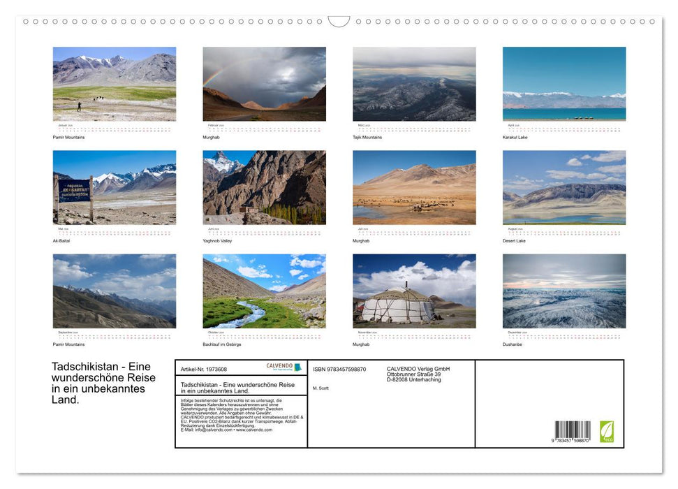 Tadschikistan - Eine wunderschöne Reise in ein unbekanntes Land. (CALVENDO Wandkalender 2026)