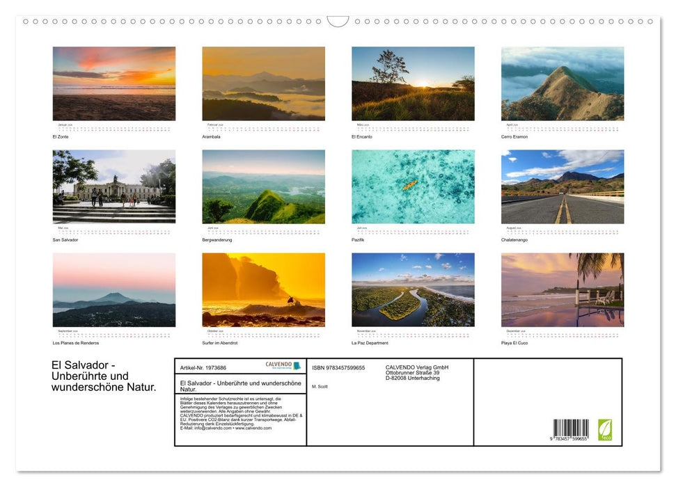 El Salvador - Unberührte und wunderschöne Natur. (CALVENDO Wandkalender 2026)