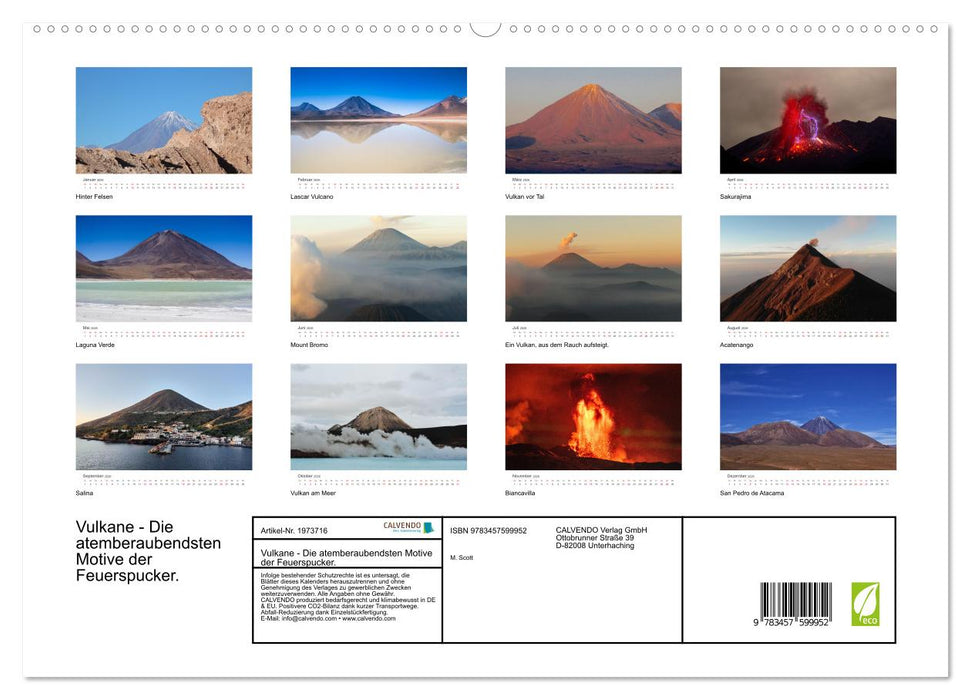 Vulkane - Die atemberaubendsten Motive der Feuerspucker. (CALVENDO Wandkalender 2026)