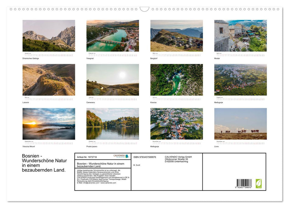 Bosnien - Wunderschöne Natur in einem bezaubernden Land. (CALVENDO Wandkalender 2026)