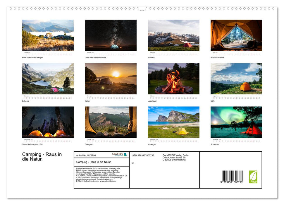 Camping - Raus in die Natur. (CALVENDO Wandkalender 2026)