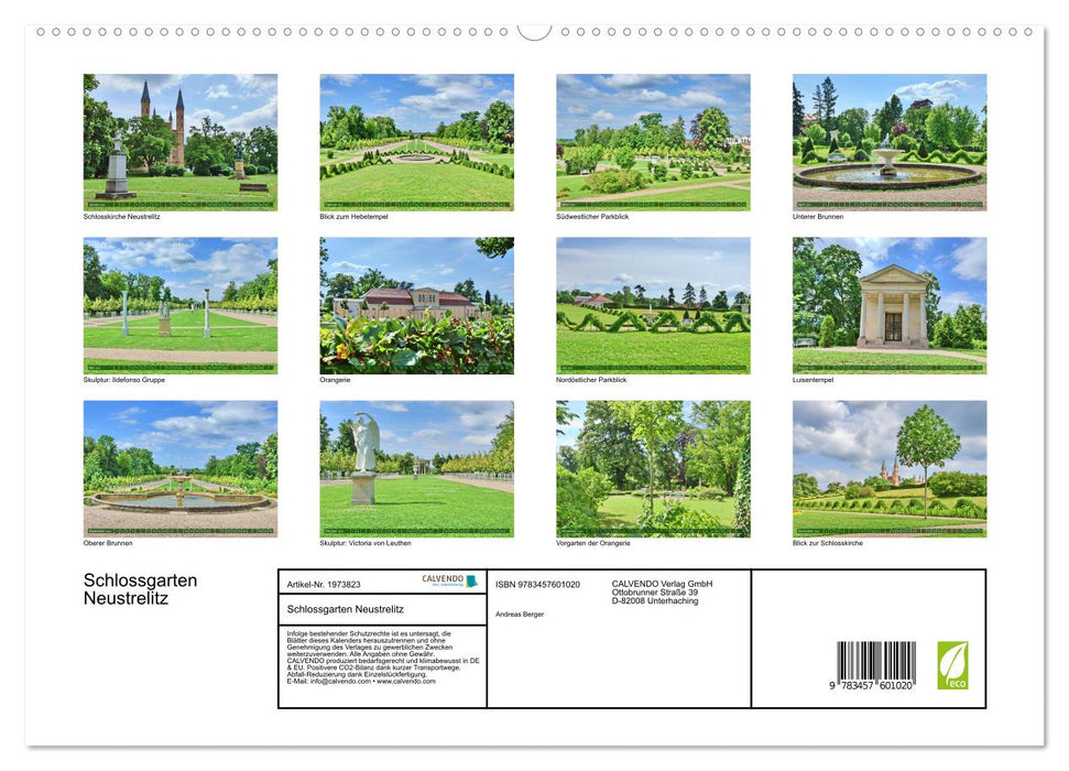 Schlossgarten Neustrelitz (CALVENDO Premium Wandkalender 2026)