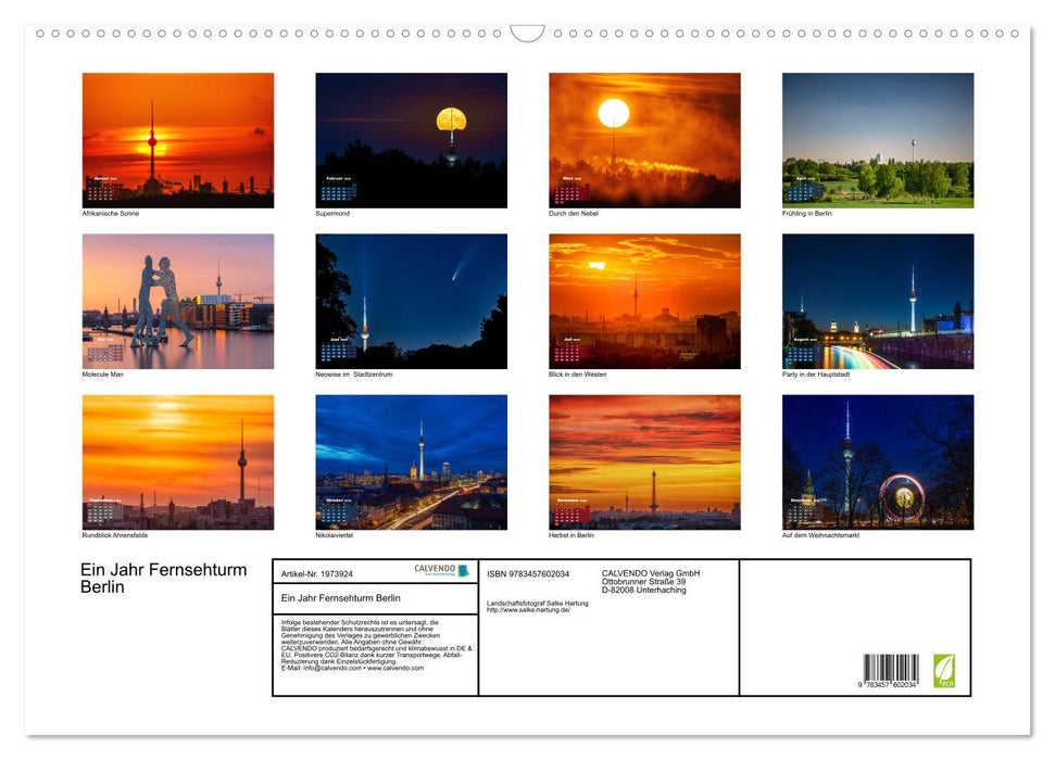 Ein Jahr Fernsehturm Berlin (CALVENDO Wandkalender 2026)