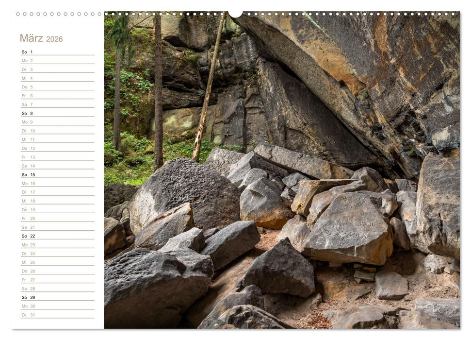 Höhlen, Grotten, Boofen - Elbsandstein (CALVENDO Wandkalender 2026)