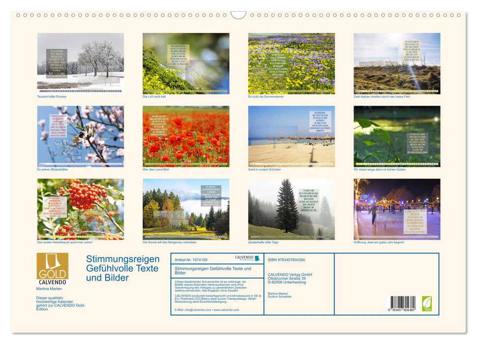 Stimmungsreigen Gefühlvolle Texte und Bilder (CALVENDO Wandkalender 2026)