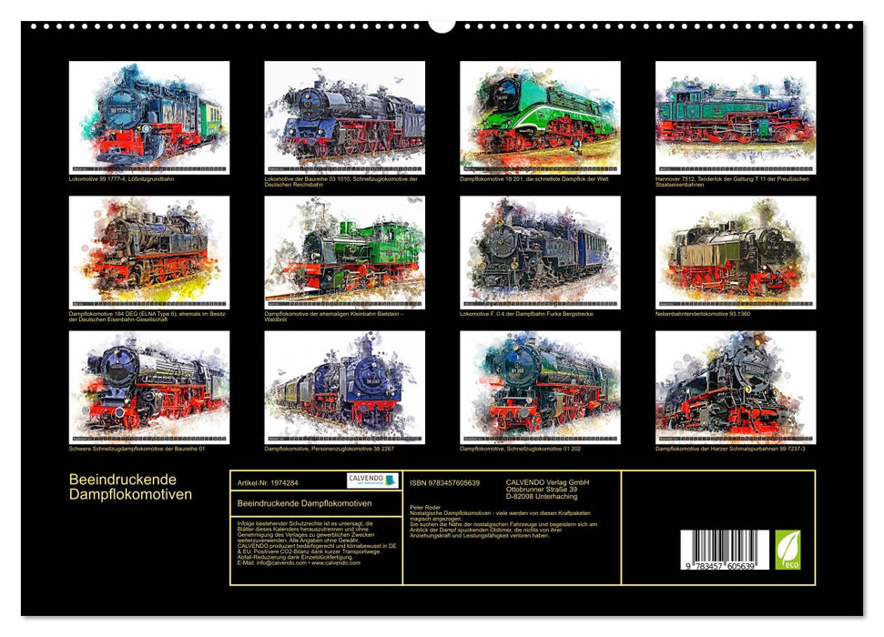 Beeindruckende Dampflokomotiven (CALVENDO Wandkalender 2026)