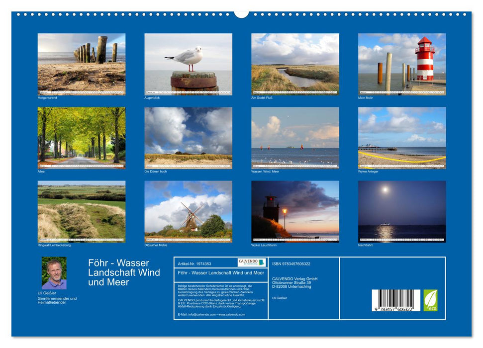 Föhr - Wasser Landschaft Wind und Meer (CALVENDO Wandkalender 2026)