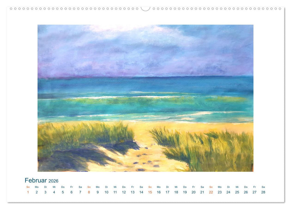 Farben der Sehnsucht - Landschaftsmalerei mit Impressionen von Küsten, Häfen und Meer (CALVENDO Wandkalender 2026)