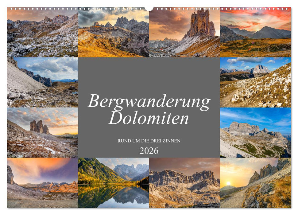 Bergwanderung Dolomiten rund um die Drei Zinnen (CALVENDO Wandkalender 2026)