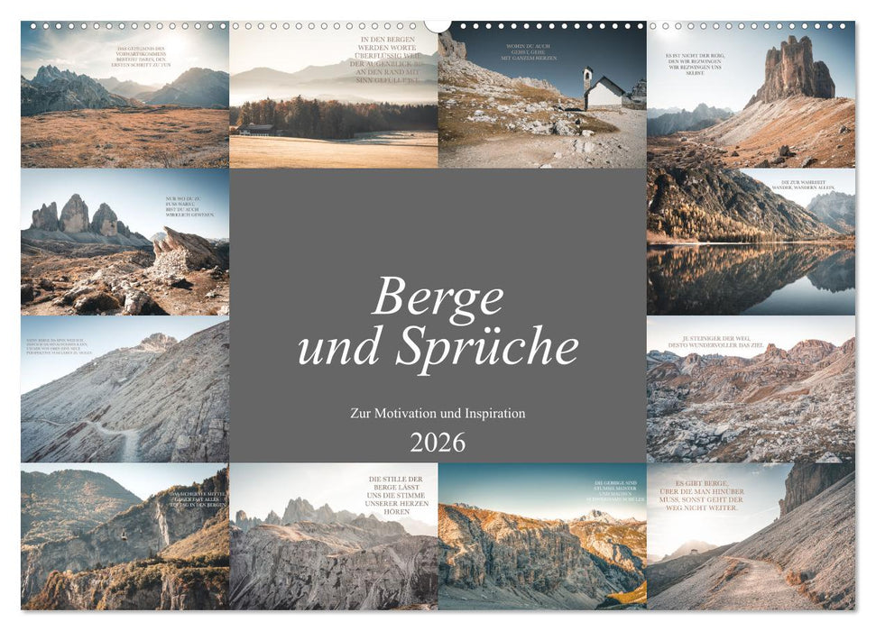 Berge und Sprüche zur Motivation und Inspiration (CALVENDO Wandkalender 2026)