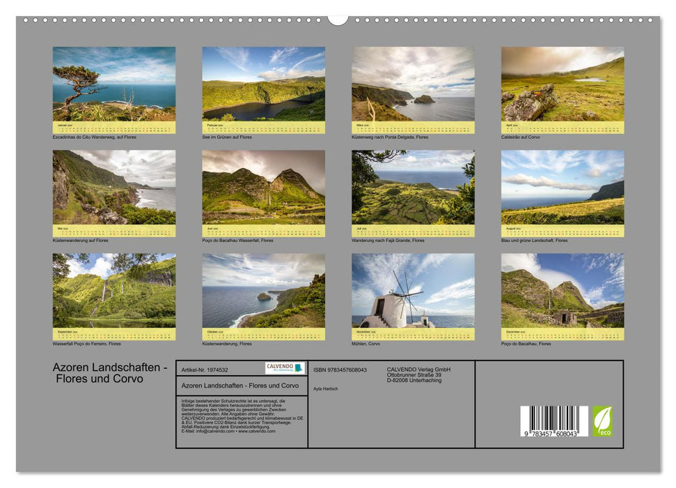 Azoren Landschaften - Flores und Corvo (CALVENDO Wandkalender 2026)