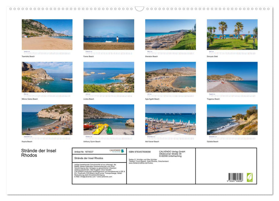 Strände der Insel Rhodos (CALVENDO Wandkalender 2026)