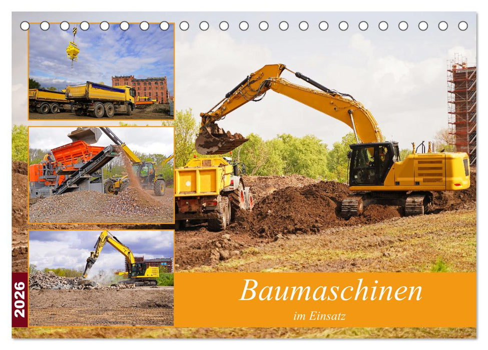 Baumaschinen im Einsatz (CALVENDO Wandkalender 2026)