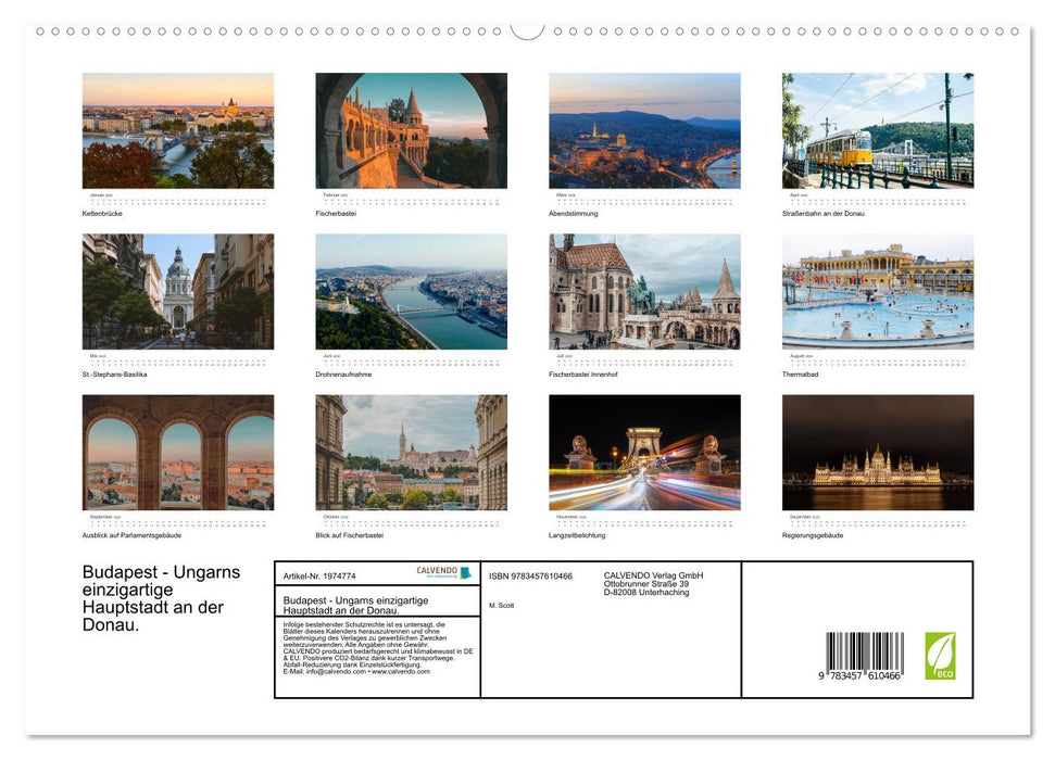 Budapest - Ungarns einzigartige Hauptstadt an der Donau. (CALVENDO Wandkalender 2026)