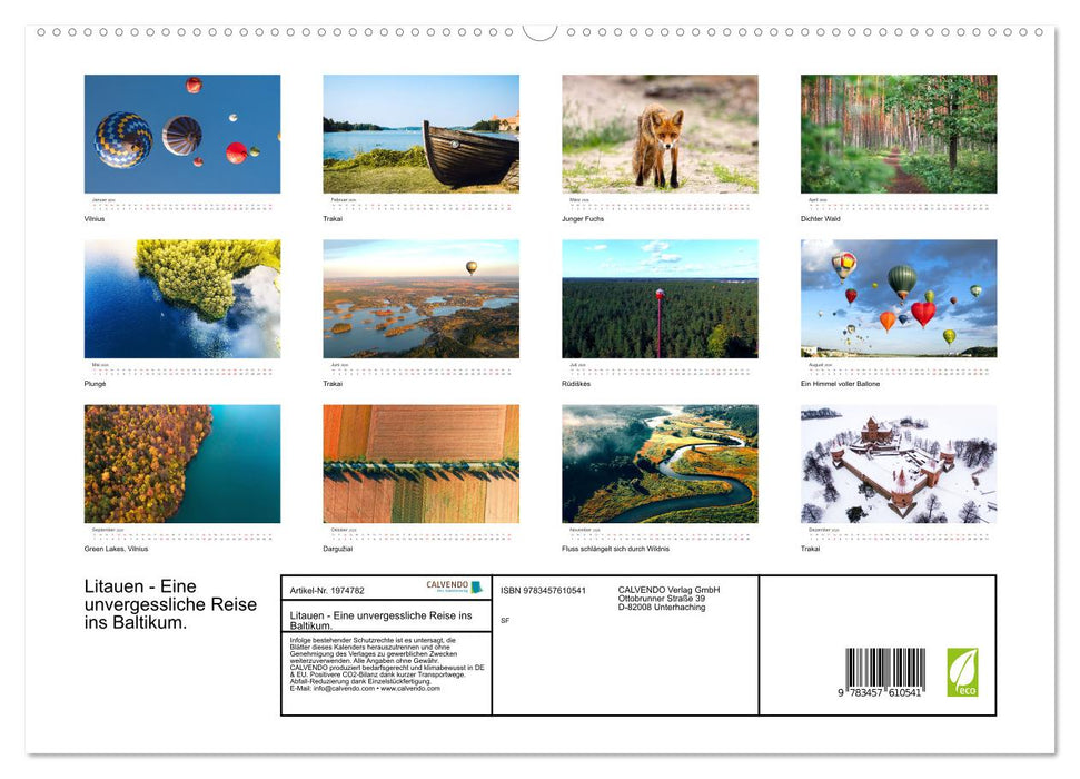 Litauen - Eine unvergessliche Reise ins Baltikum. (CALVENDO Wandkalender 2026)