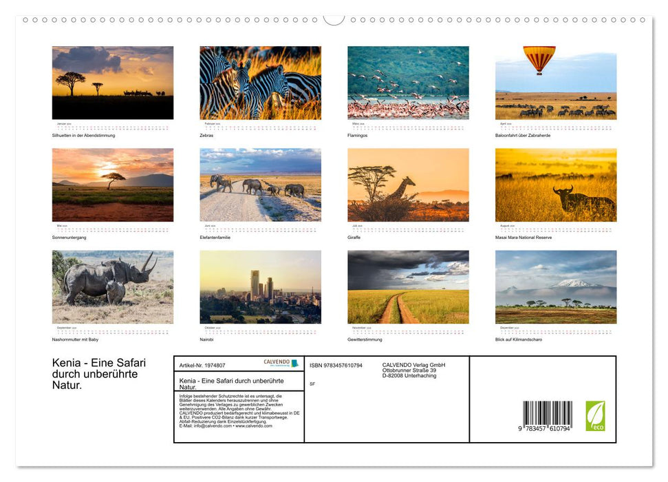 Kenia - Eine Safari durch unberührte Natur. (CALVENDO Wandkalender 2026)