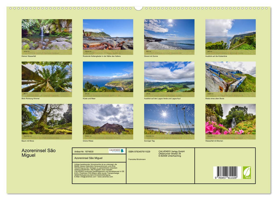 Azoreninsel São Miguel (CALVENDO Wandkalender 2026)