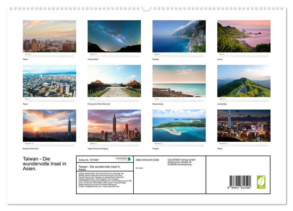 Taiwan - Die wundervolle Insel in Asien. (CALVENDO Wandkalender 2026)