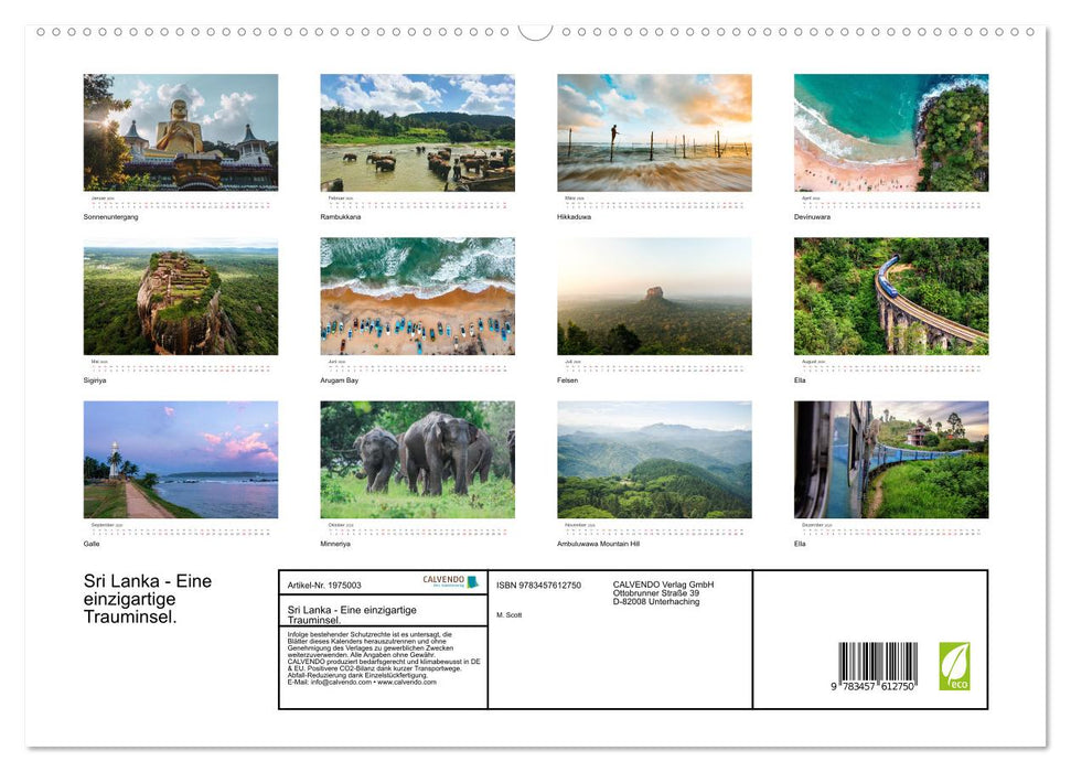 Sri Lanka - Eine einzigartige Trauminsel. (CALVENDO Wandkalender 2026)