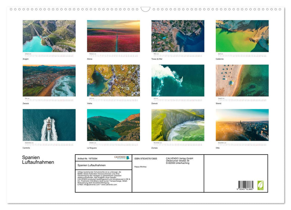 Spanien Luftaufnahmen (CALVENDO Wandkalender 2026)