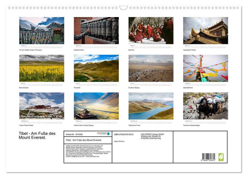 Tibet - Am Fuße des Mount Everest. (CALVENDO Wandkalender 2026)