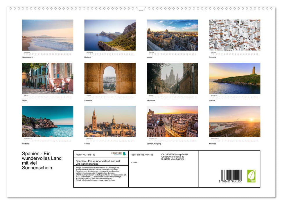 Spanien - Ein wundervolles Land mit viel Sonnenschein. (CALVENDO Wandkalender 2026)