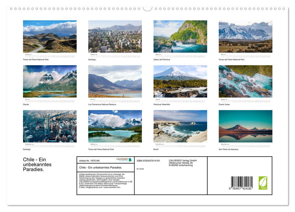 Chile - Ein unbekanntes Paradies. (CALVENDO Wandkalender 2026)