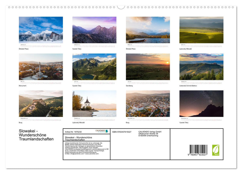 Slowakei - Wunderschöne Traumlandschaften (CALVENDO Wandkalender 2026)