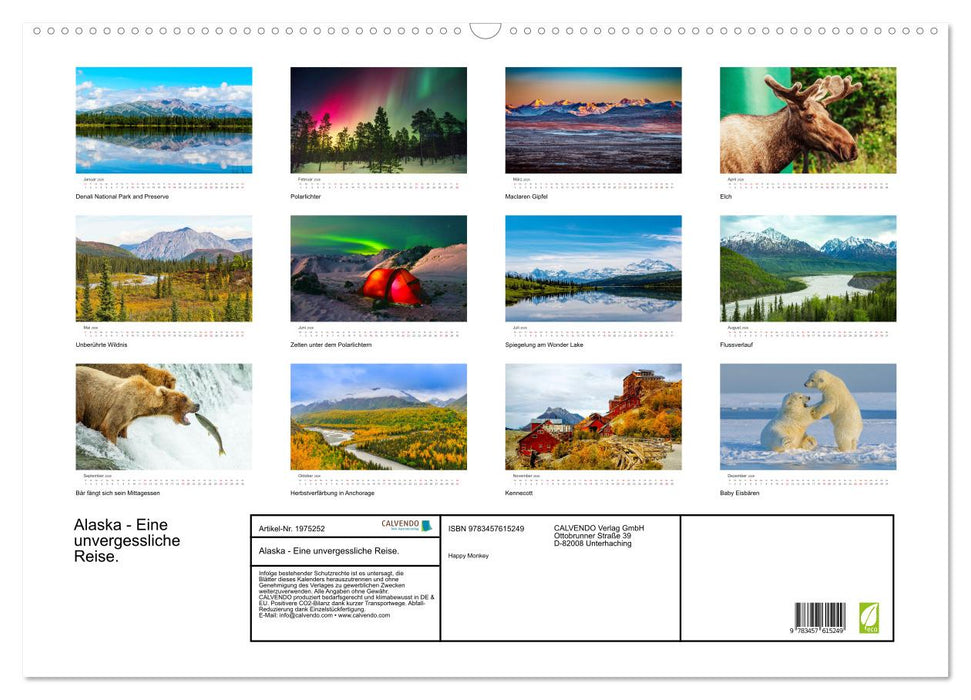 Alaska - Eine unvergessliche Reise. (CALVENDO Wandkalender 2026)
