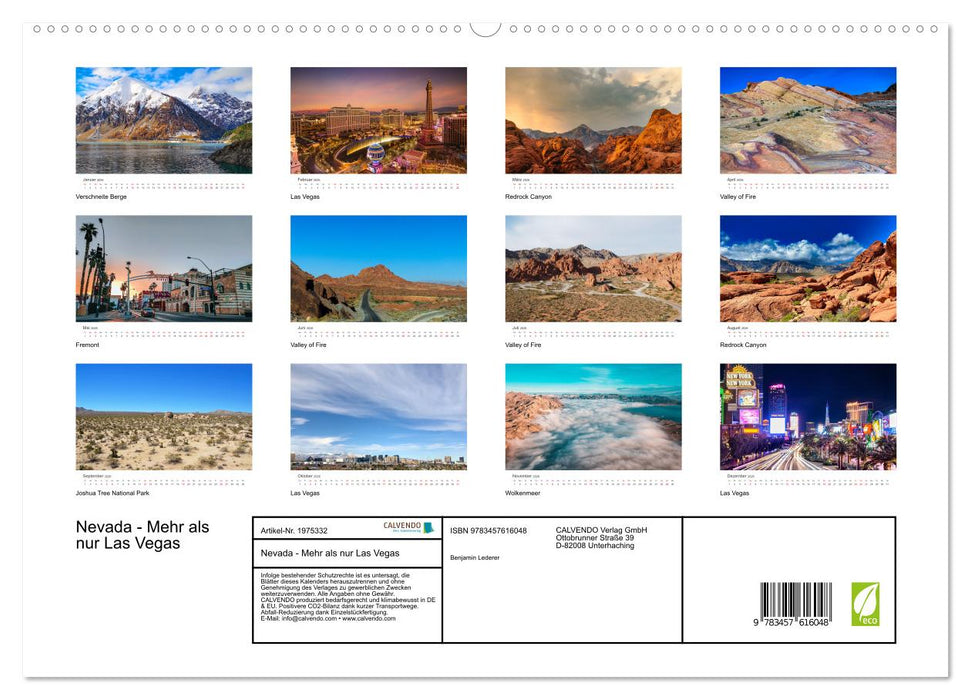 Nevada - Mehr als nur Las Vegas (CALVENDO Wandkalender 2026)