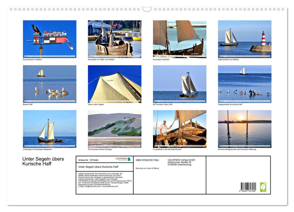 Unter Segeln übers Kurische Haff (CALVENDO Wandkalender 2026)